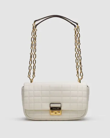 Michael Kors Tribeca Large Quilted Leather Shoulder Bag Cream