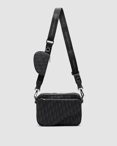 Dior Saddle Triple Pouch Black Oblique Jacquard