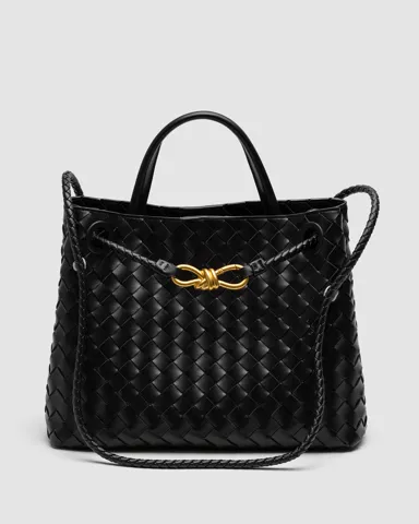 Bottega Veneta Andiamo Bag Black (з тисненням на фурнітурі)