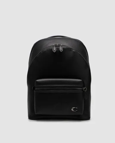 Coach Charter Backpack in Pebble Leather Black