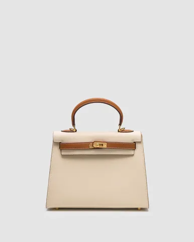 Hermes Epsom Kelly II Sellier 25 Bicolor Beige\Ginger