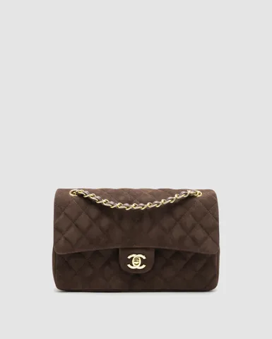 Chanel Classic 2.55 Medium Double Flap in Suede Brown/Gold