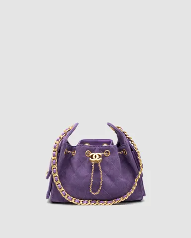 Chanel 25 Mini Handbag Suede Purple