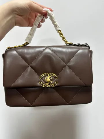 Chanel 19 Large Handbag Brown/Gold