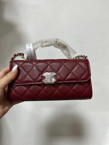 Chanel Mini Flap Bag With Top Handle Grained Calfskin Burgundy/Gold