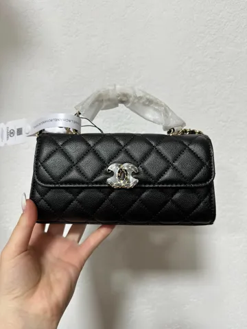 Chanel Mini Flap Bag With Top Handle Grained Calfskin Black/Gold