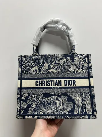 Dior Small Book Tote Blue and White Toile de Jouy Reverse Embroidery