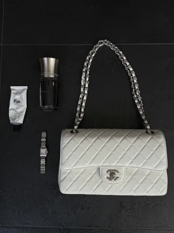 Chanel Classic 2.55 Medium Double Flap Bag White [[Коробка магніт]]