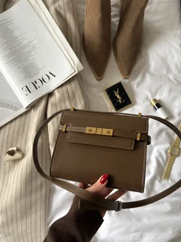Saint Laurent Manhattan Mini Leather Shoulder Bag Brown